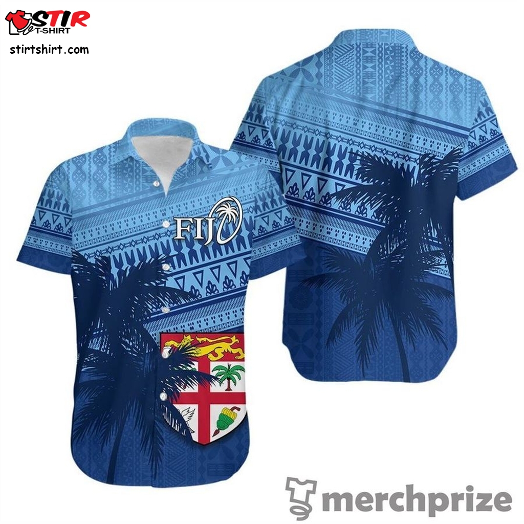 Fiji Rugby Makare And Tapa Patterns Hawaiian Aloha Shirt Th4 Hawaiian Shorts Beach Short Sleeve    And Shorts