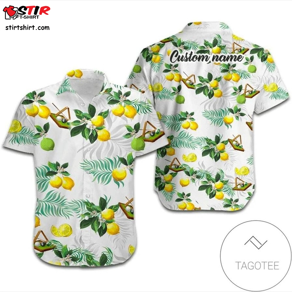 Find Custom Name Billiard Lemon Tropical White Hawaiian Aloha Shirts  Fourth Of July 