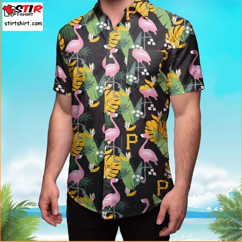 Flamigo Floral Button Up Pittsburgh Pirates Hawaiian Shirt