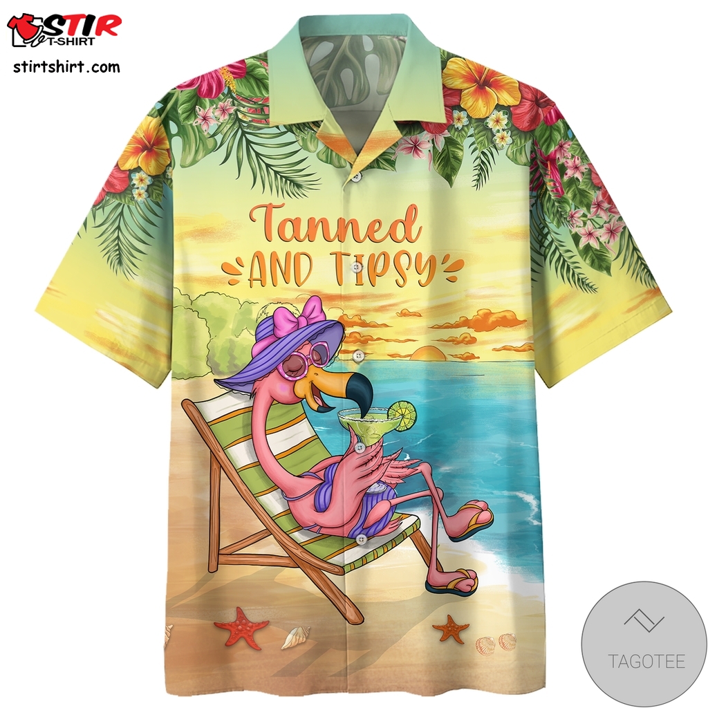 Flamingo Margarita Tanned And Tipsy Hawaiian Shirt  Disc Golf 