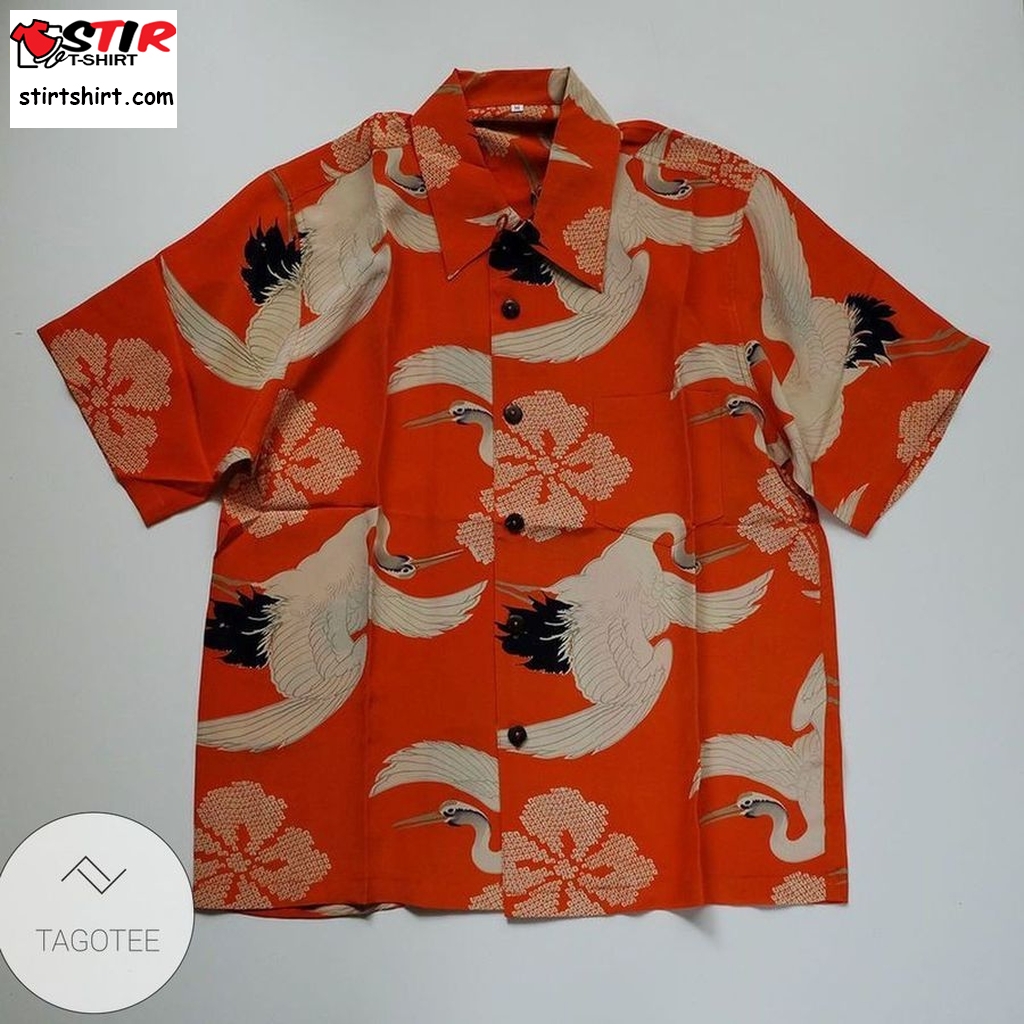 Flying Stork Japanese Art Hawaiian Shirt