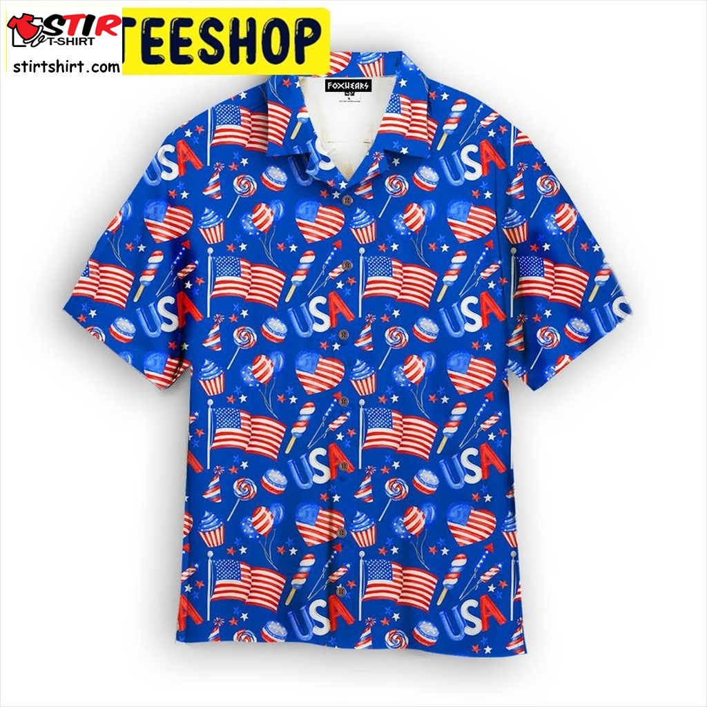 Fourth Of July Patriotic American Flags Hawaiian Shirt  Scooby Doo 