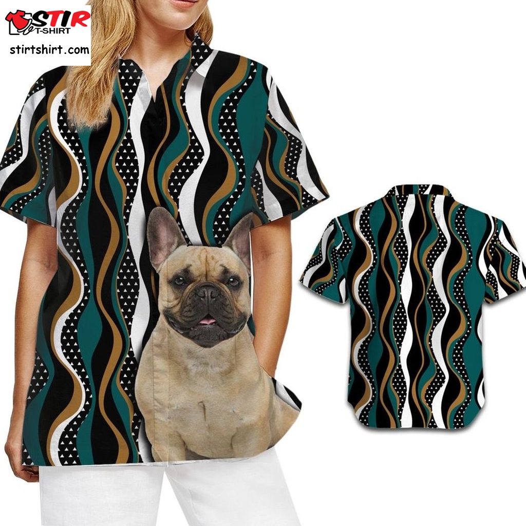 French Bulldog Hawaiian Aloha Tropical Floral Women Beach Button Up Shirt For Dog Owner And Pet Lover On Summer Vacation  Ny Mets 