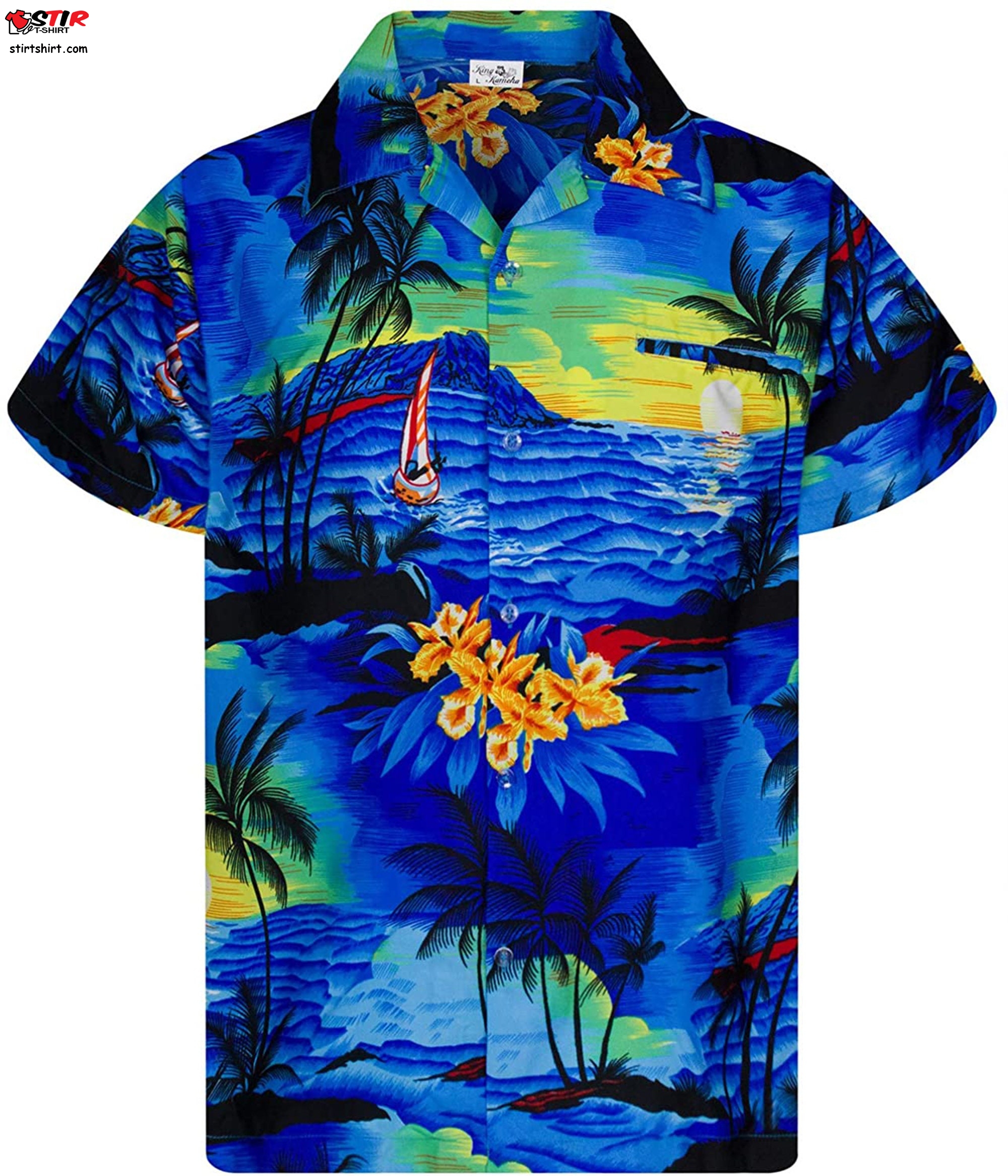 Front Pocket Button Down Very Loud Hawaiian Shirt