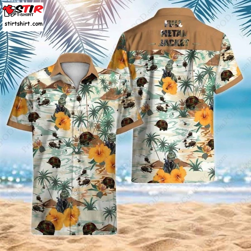 Full Metal Jacket Hawaiian Graphic Print Short Sleeve Hawaiian Casual Shirt Size S   5Xl   Toddler