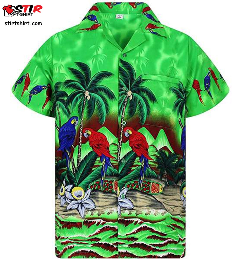 Funky Amazon Hawaiian Shirt, Shortsleeve, Parrot