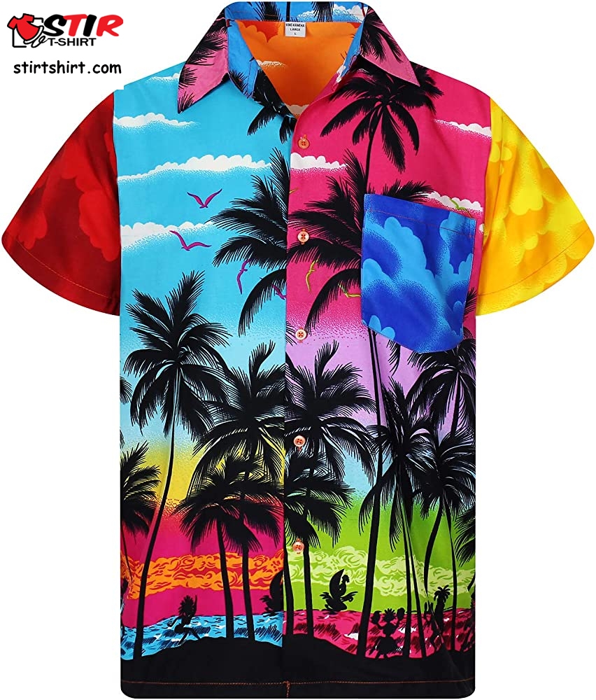 Funky Hawaiian Shirt For Men Short Sleeve Front Pocket Hawaiian Print Every Shirt  Tacky 
