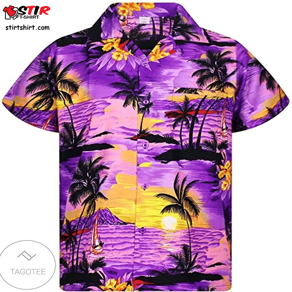 Funky Hawaiian Shirt Short Sleeve Surf Purple  Tommy Hilfiger 