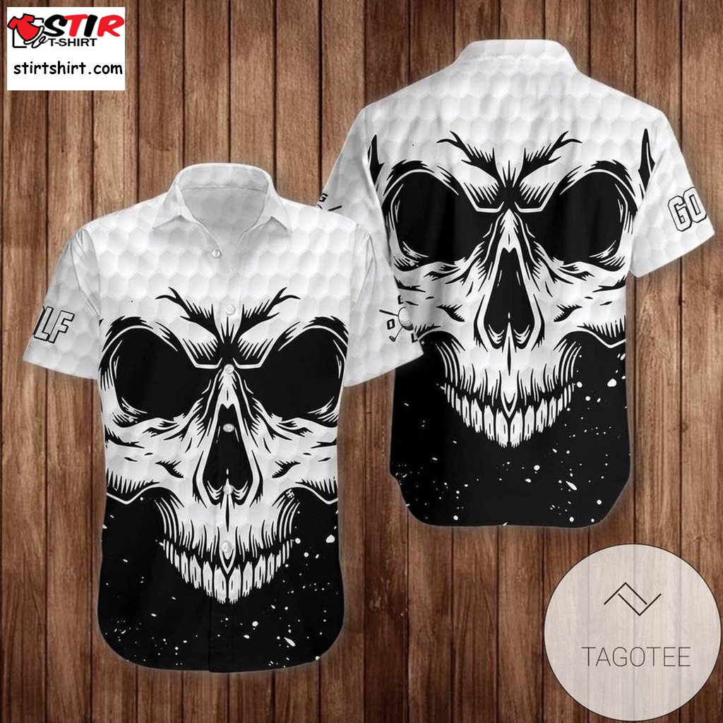 Get Here White Skull Golf Unisex Authentic Hawaiian Shirt 2023 V