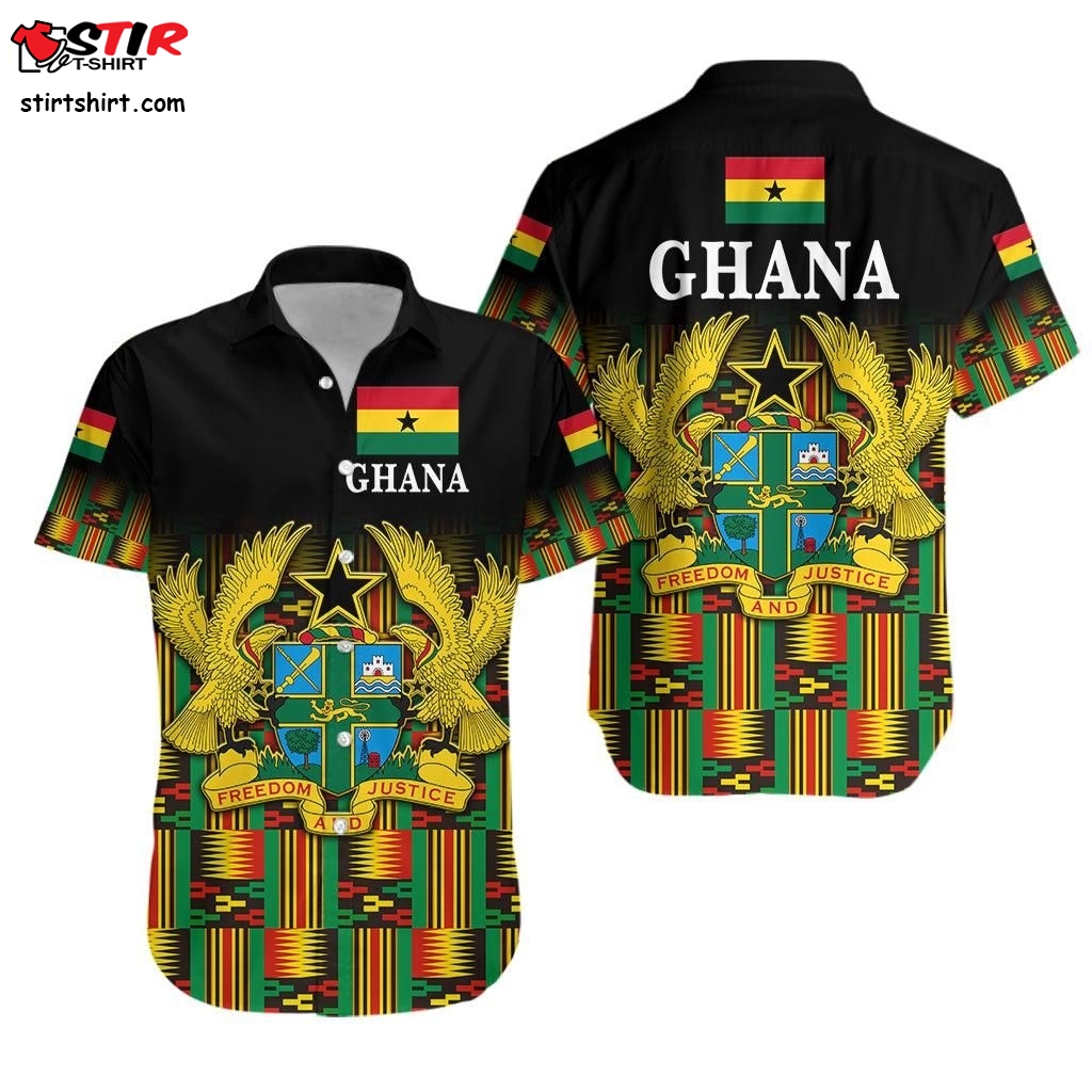 Ghana Hawaiian Shirt Coat Of Arms Kente Pride Lt8  How To Wear A 