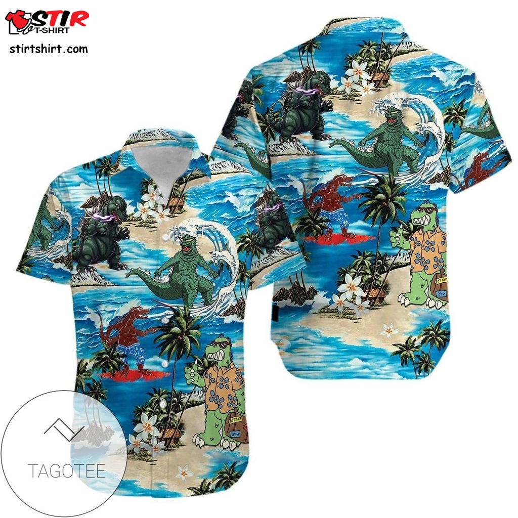 Godzilla Hawaiian Aloha Shirts V  Captain America 