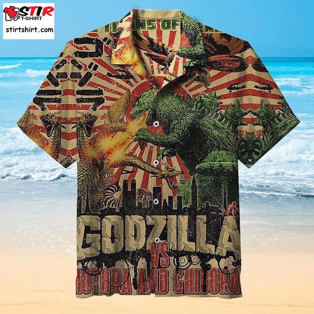 Godzilla Vs Mothra And Ghidorah Hawaiian Shirt  Godzilla 