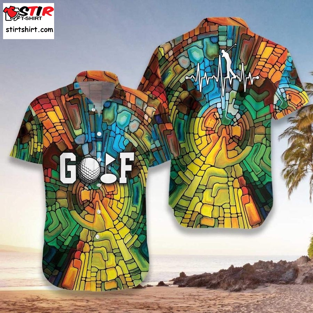 Golf Stained Glass Unisex Hawaiian Shirt Pre13061, Hawaiian Shirt, Beach Shorts, One Piece Swimsuit, Polo Shirt, Funny Shirts, Gift Shirts  Golf s