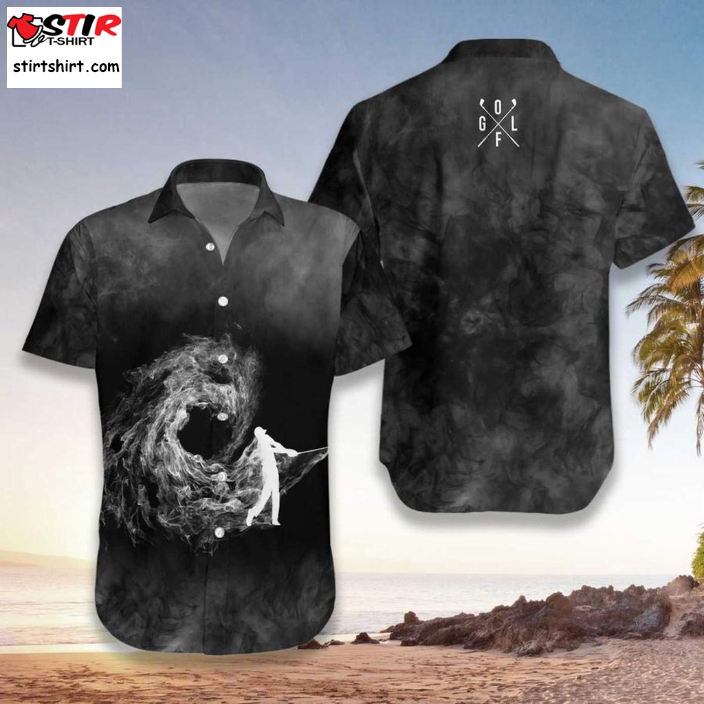 Golfer On Smoke Background Unisex Hawaiian Shirt Pre13064, Hawaiian Shirt, Polo Shirt, Funny Shirts, Gift Shirts  Golf s