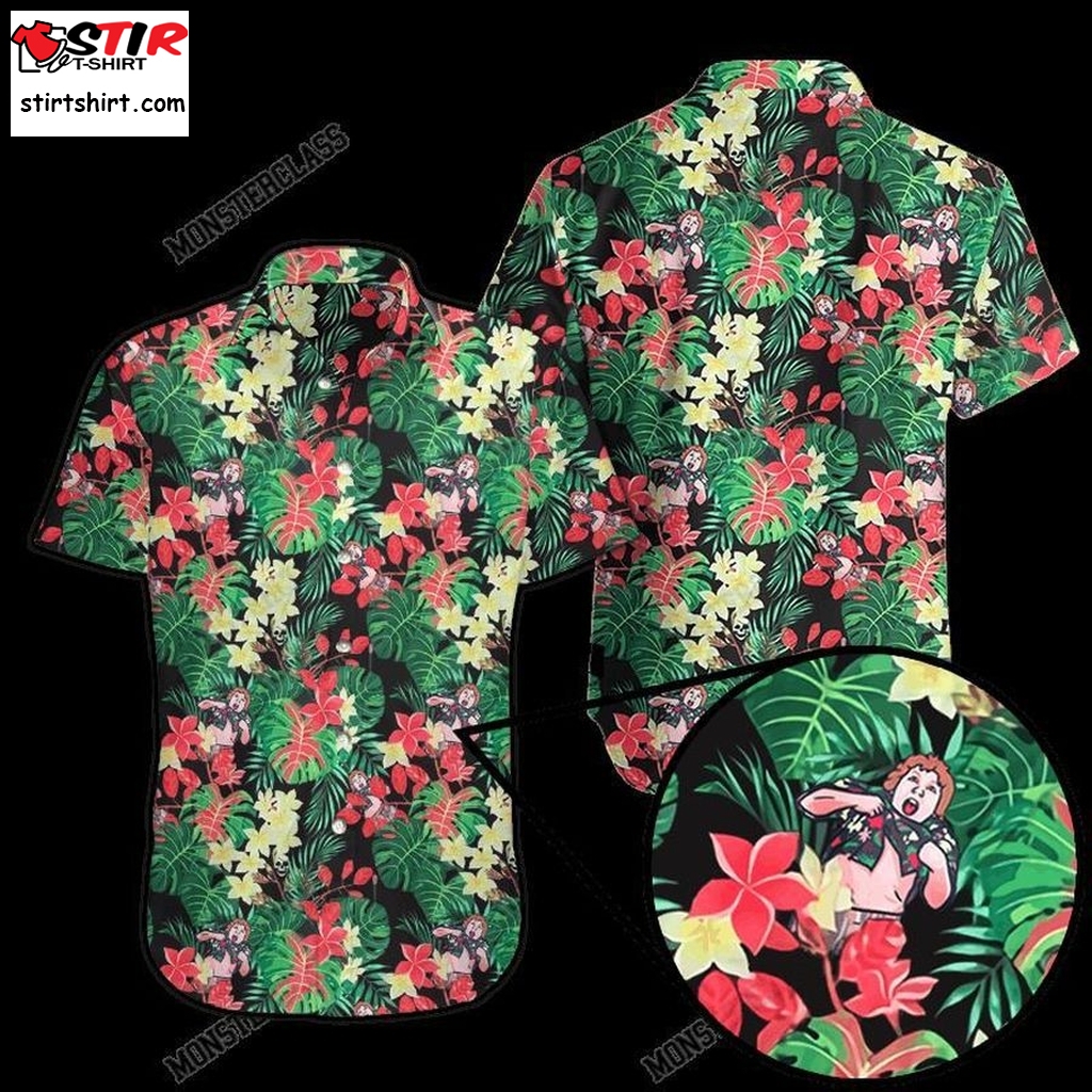 Goonies Chunk Truffle Shuffle Tropical Hawaiian Shirt Short  Pierre Cardin 