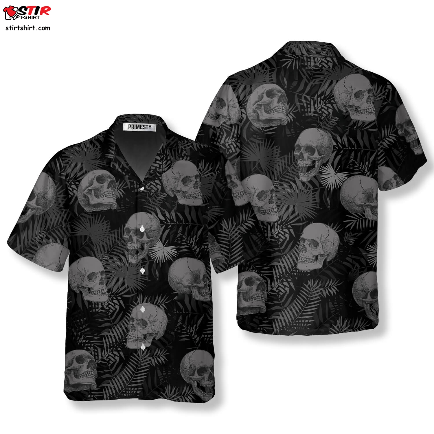 Goth Skull Leaves Skull Shirts For Men Skull Hawaiian Shirt