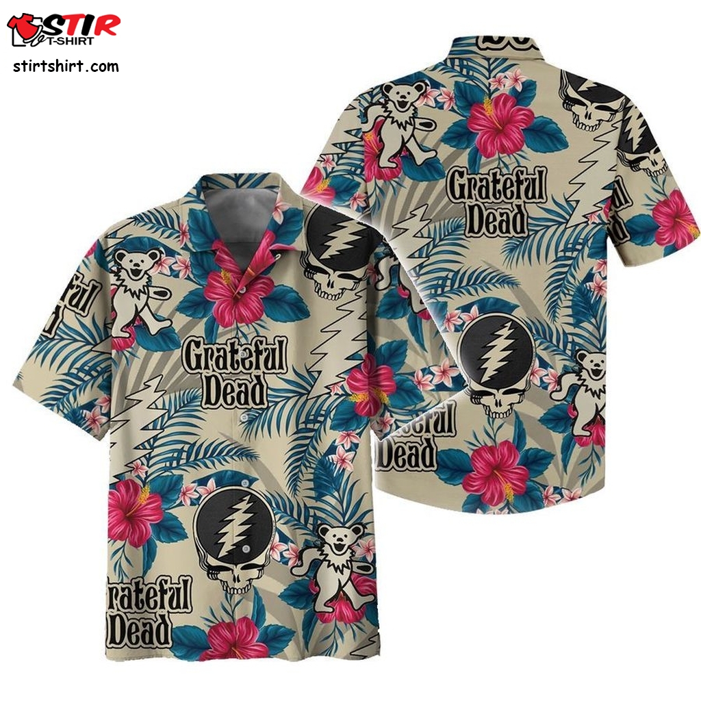 Grateful Dead Logo Pattern Hawaiian Shirts, Grateful Dead Short Sleeve Shirt, Hawaiian Shirts For Mans  Man In 