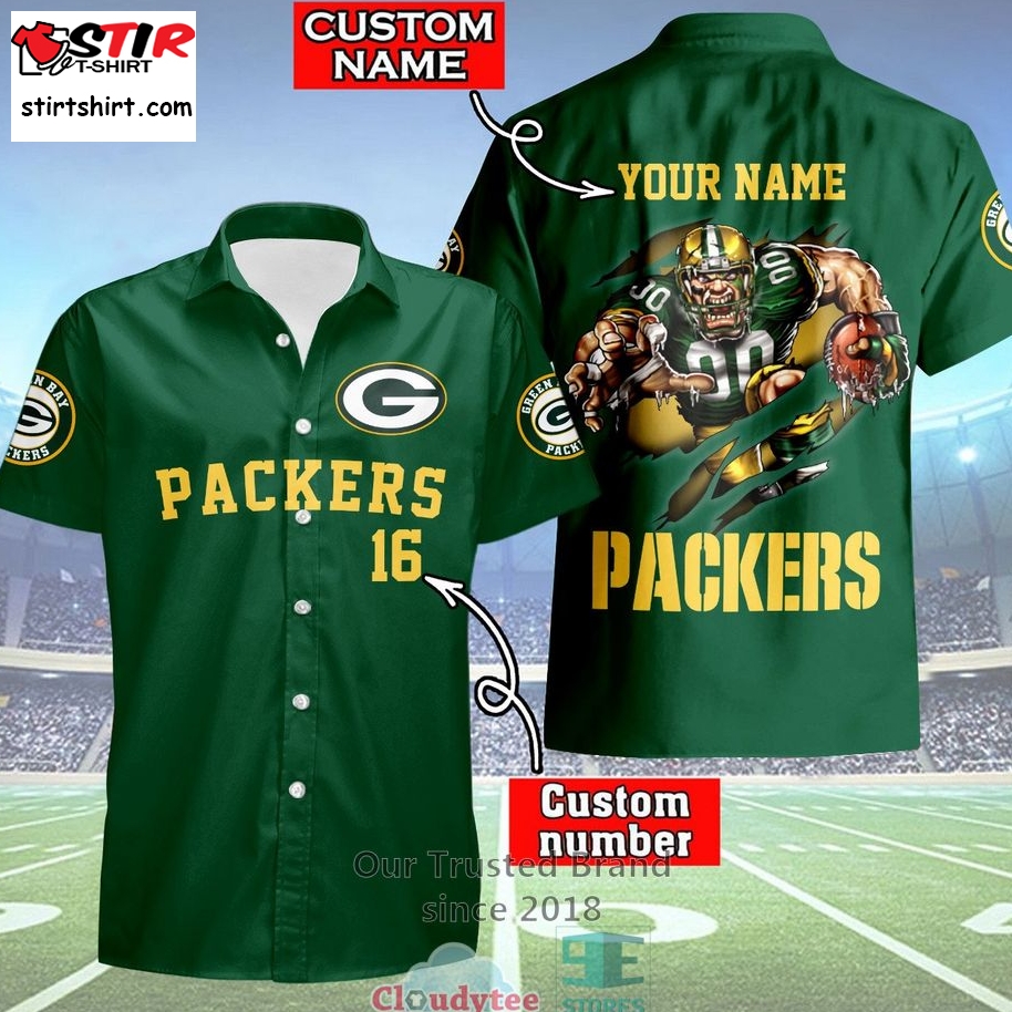 Green Bay Packers Mascot Personalized Hawaiian Shirt    Green Bay Packers 