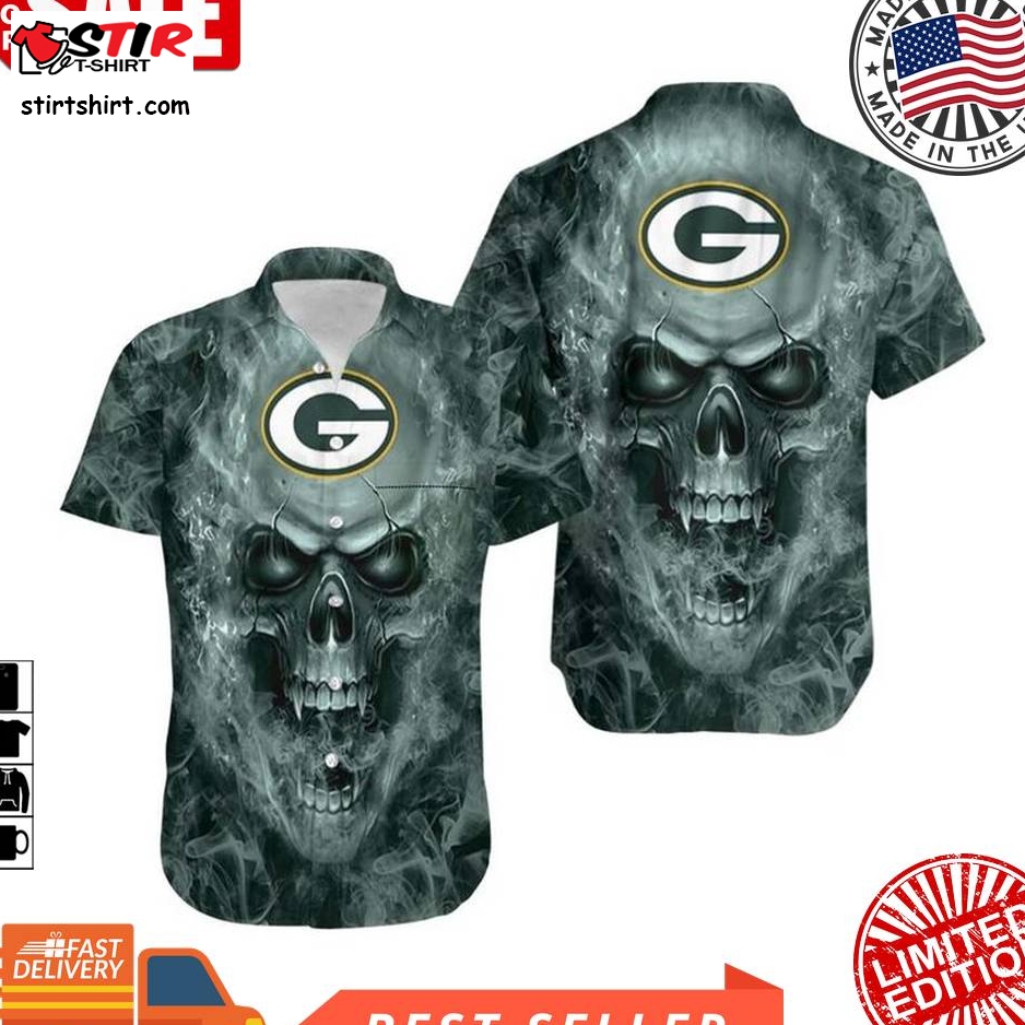 Green Bay Packers Nfl Fan Skull Hawaiian Shirt  Green Bay Packers 