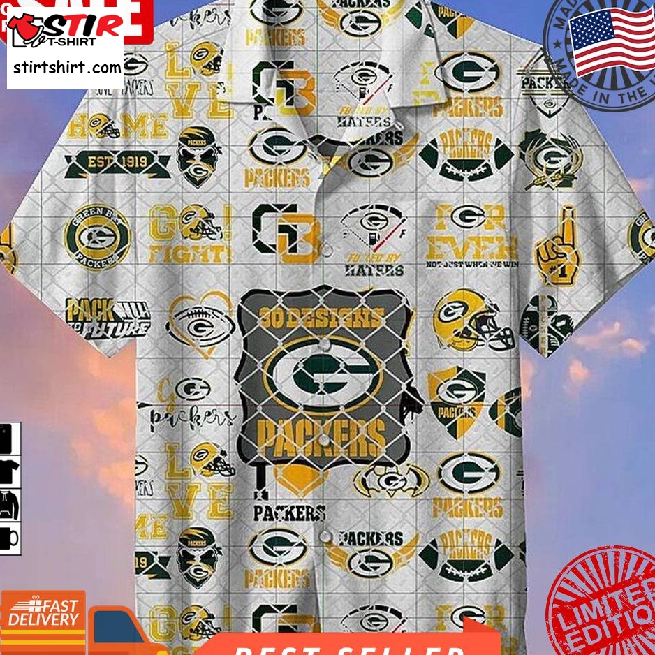 Green Bay Packers Nfl Hawaiian Graphic Print Short Sleeve Hawaiian Shirt L98  Green Bay Packers 
