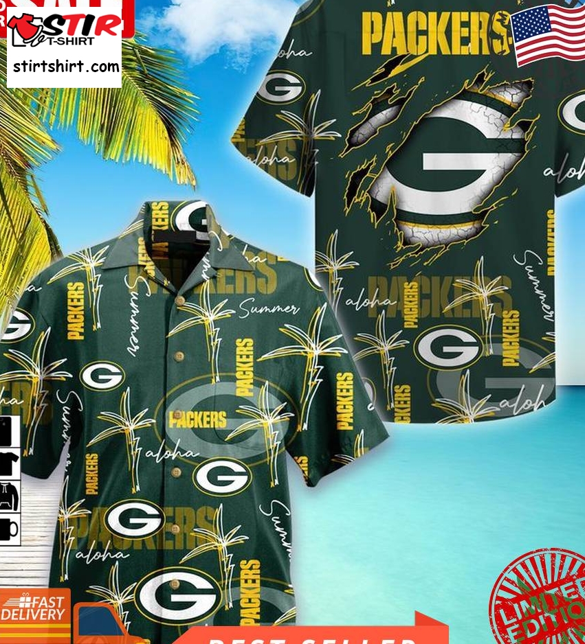 Green Bay Packers Nfl Palm On Elie Hawaiian Shirt  Green Bay Packers 