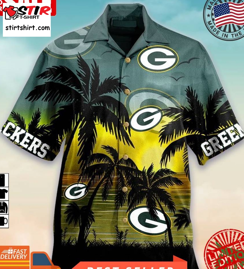 Green Bay Packers Nfl Palm Sunset Hawaiian Shirt  Green Bay Packers 
