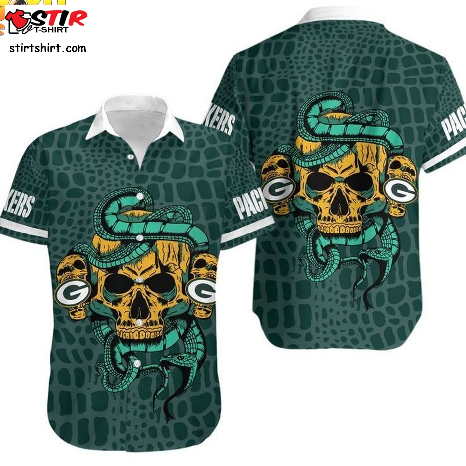 Green Bay Packers Snake And Skull Hawaii Shirt And Shorts Summer Collection H97  Green Bay Packers 