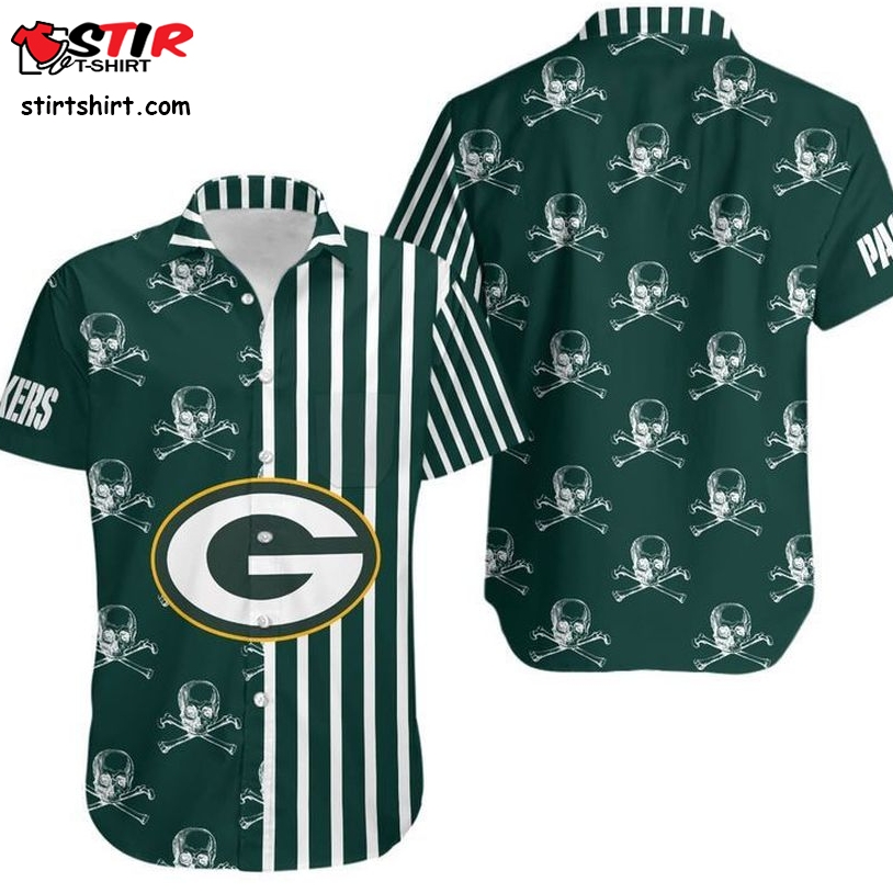 Green Bay Packers Stripes And Skull Hawaii Shirt And Shorts Summer Collection H97  Green Bay Packers 