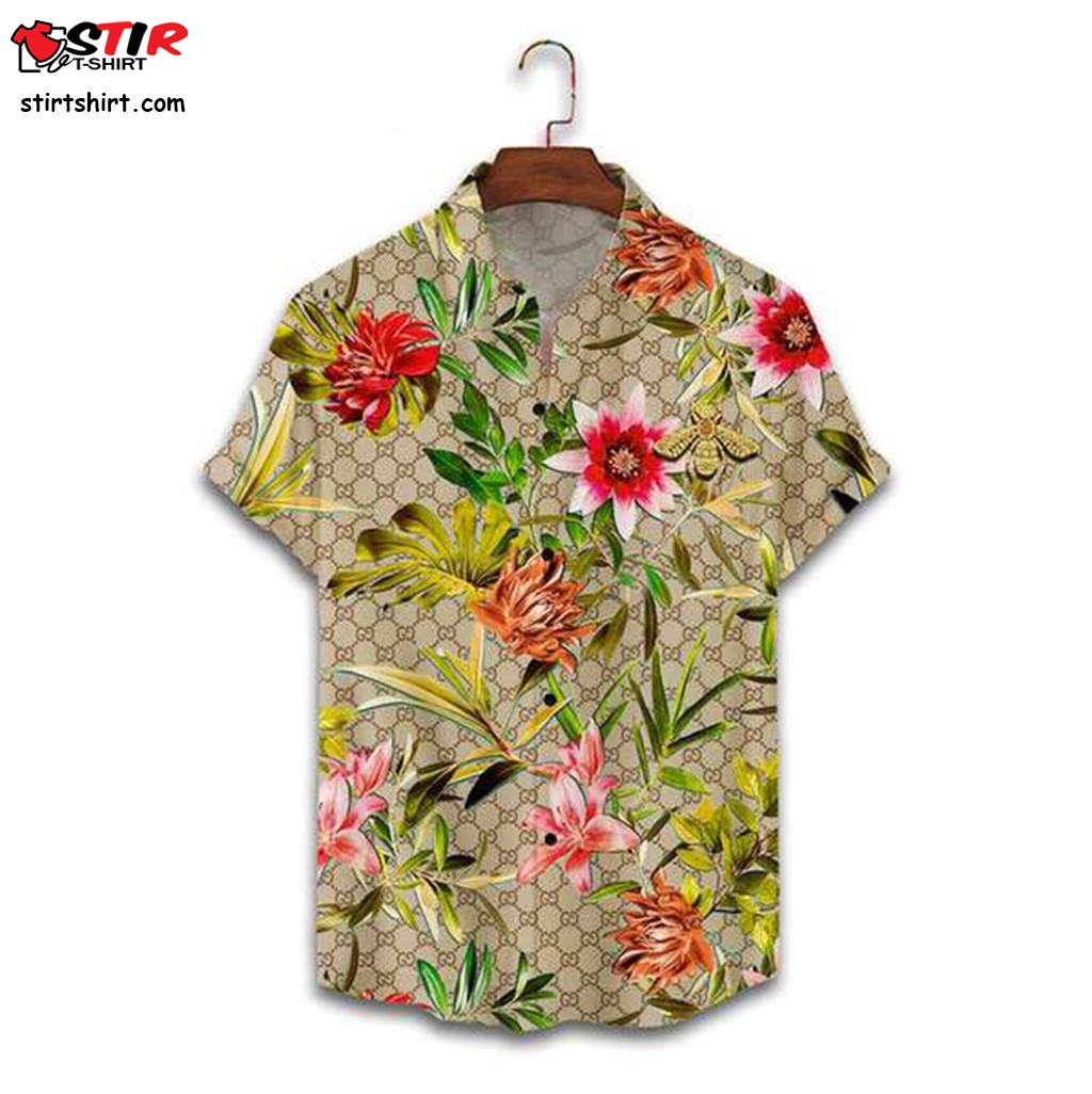Gucci Bee And Flower Full Print Hawaiian Shirt  Gucci 