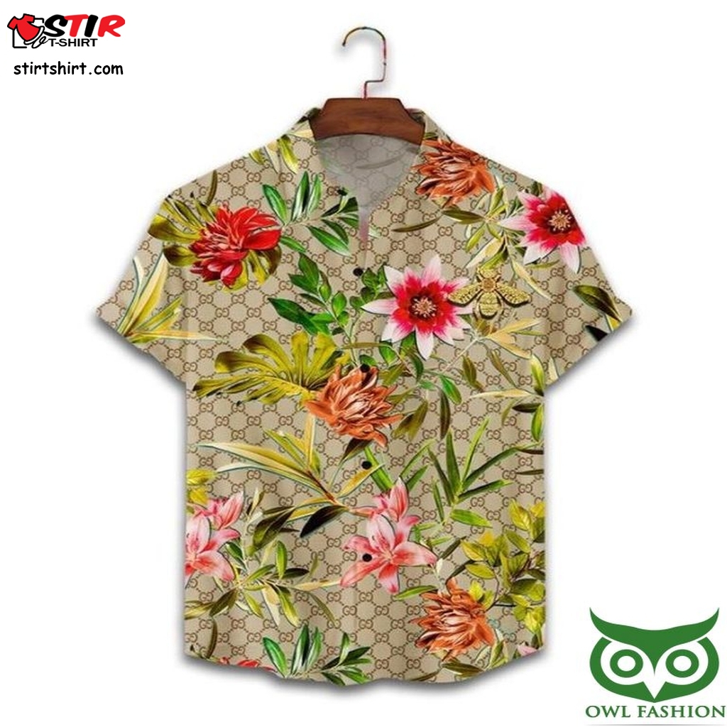 Gucci Brown Tropical Flowers Hawaiian Shirt Shorts  Under Armour 