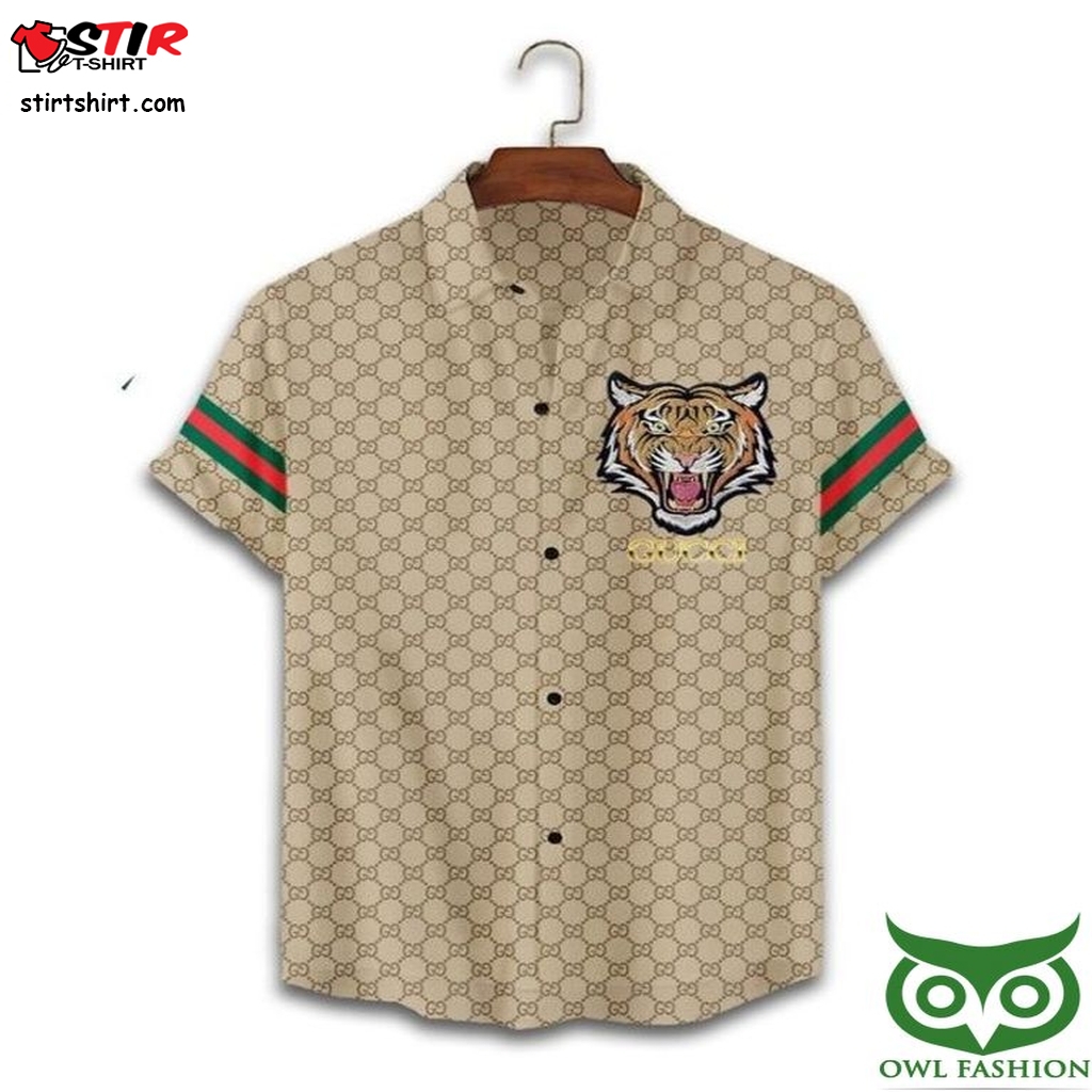 Gucci Tiger Logo Brand Pattern Hawaiian Shirt Shorts  Adam Sandler 