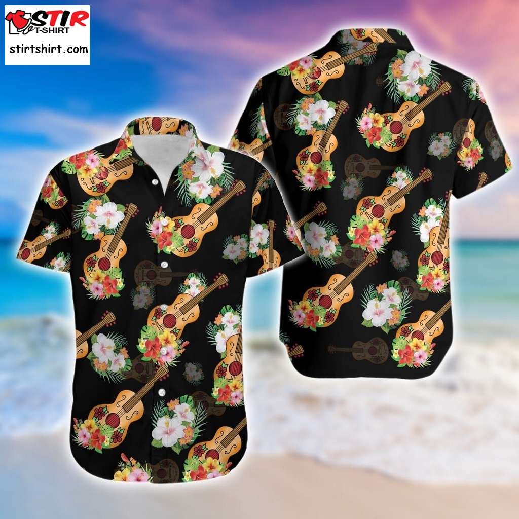 Guitar Vihuela Mexican Culture Tropical Unisex Hawaiian Aloha Shirts  Rooster Top Gun 