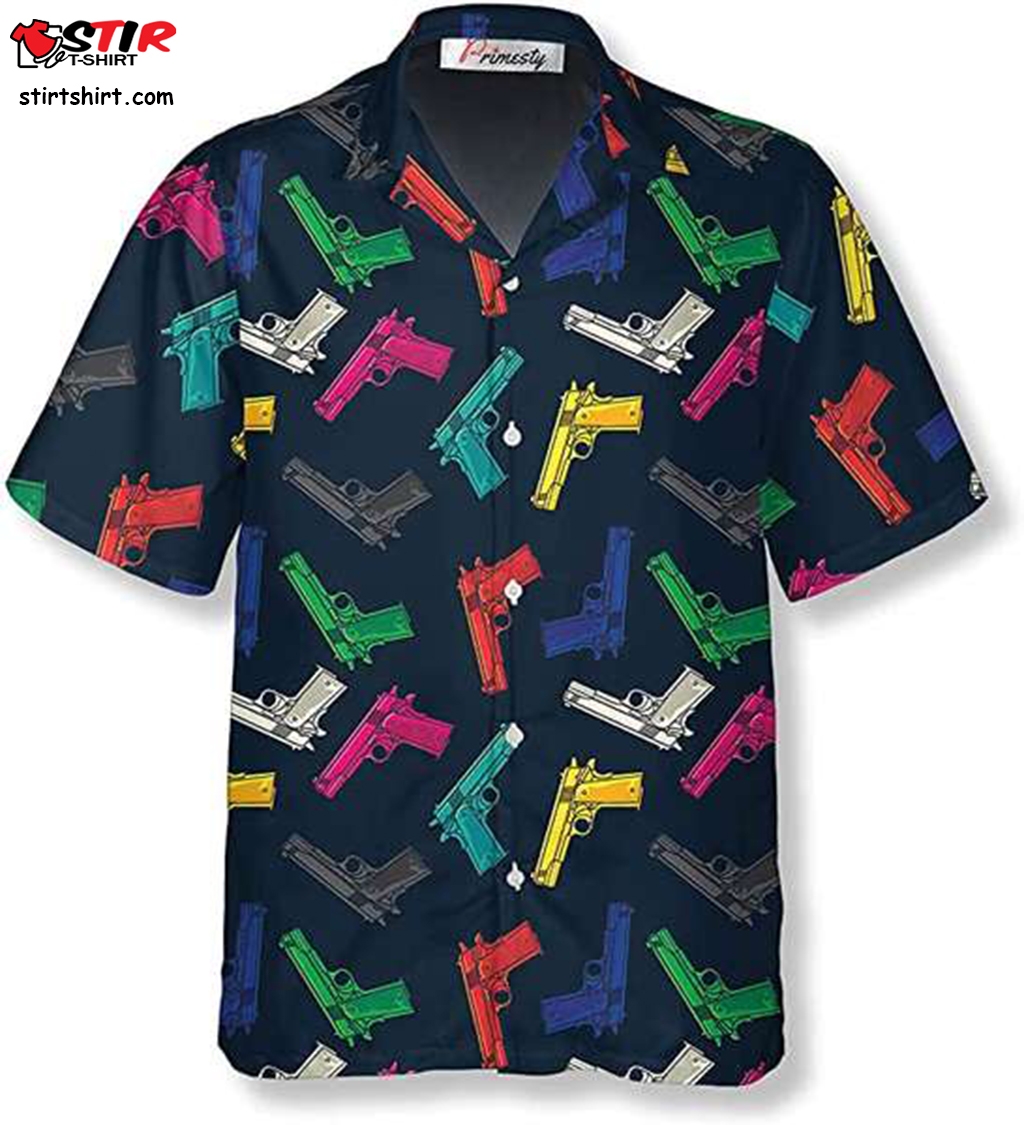 Gun Shirt For Men  Casual Short Sleeve Gun Hawaiian Shirt  Hawaiian Gun Shirt