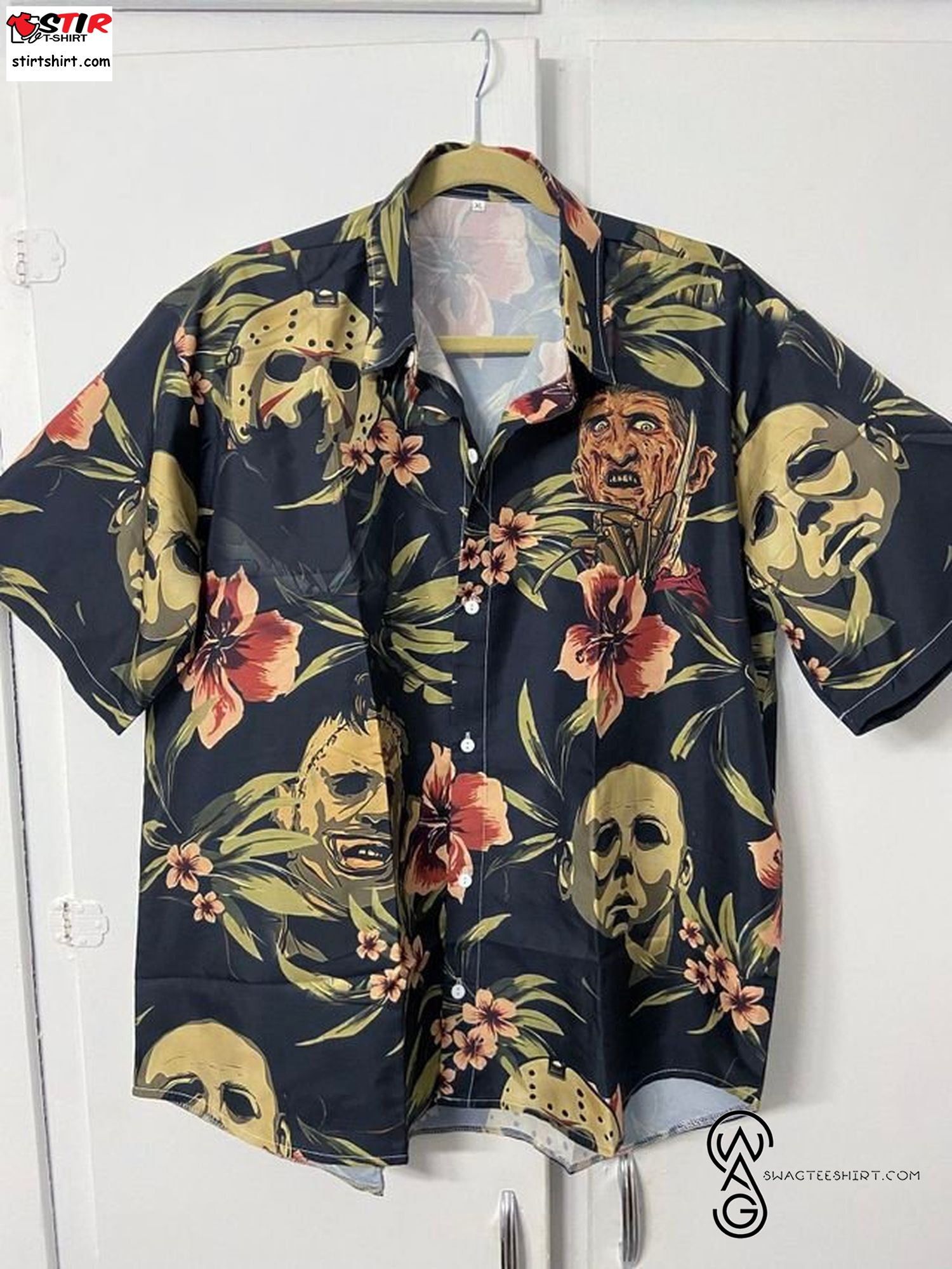 Halloween Horror Characters Full Printing Hawaiian Shirt Funny Halloween Costume Gift Shirt