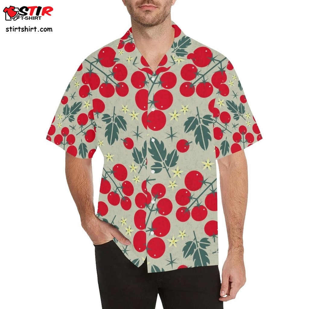 Hand Drawn Tomato Pattern Men All Over Print Hawaiian Shirt  Hawaiian Dad Shirt