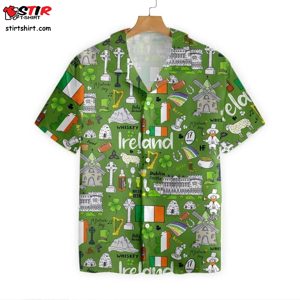 Happy Patrick S Day Ireland Doodle Hawaiian Shirt   Day Meme