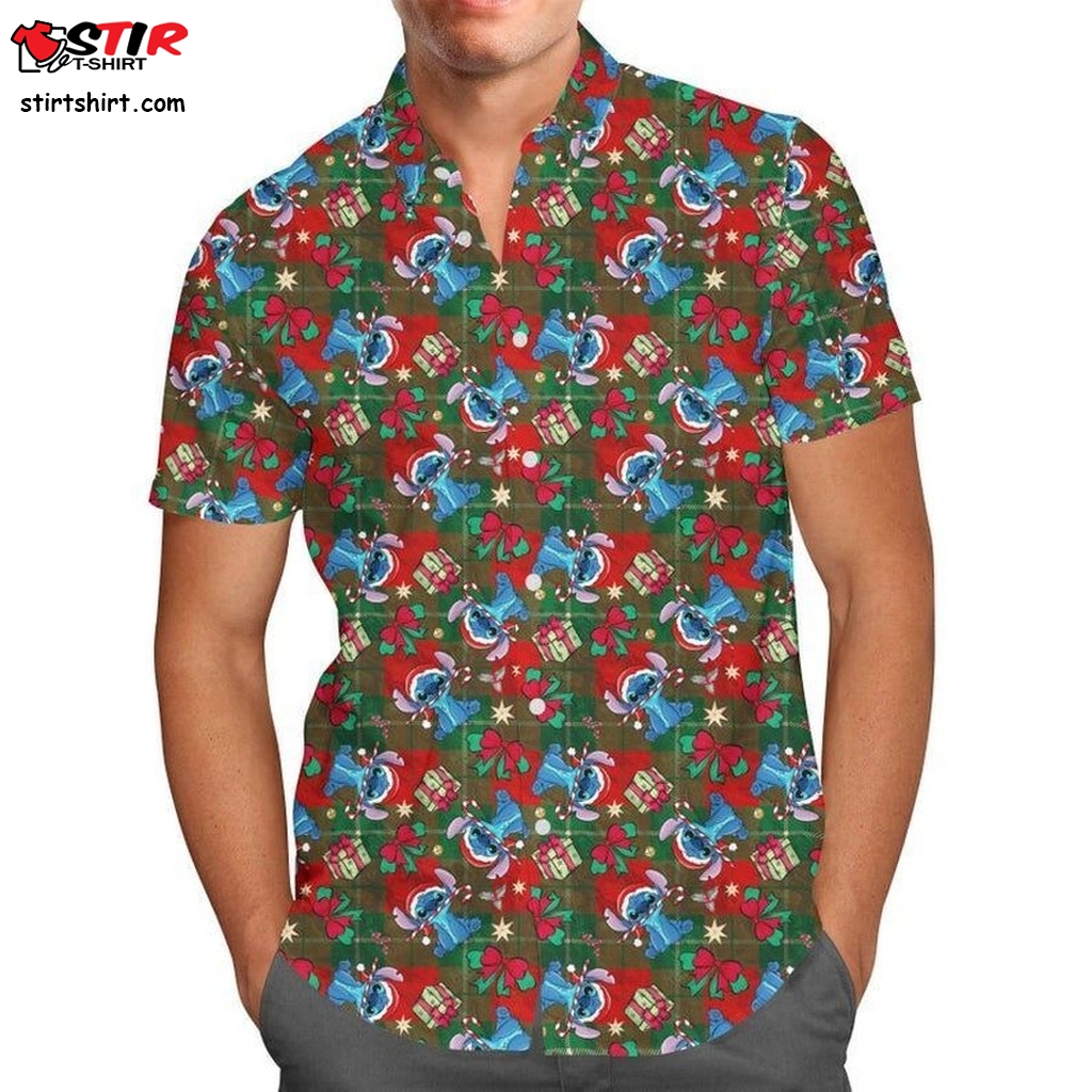 Happy Stitch Christmas Disney For Men And Women Graphic Print Short Sleeve Hawaiian Casual Shirt Y97  Disney s