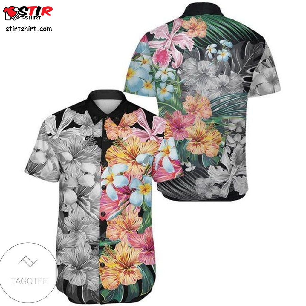 Hawaii Forest Tropical Flower Short Sleeve Shirt   Short Set