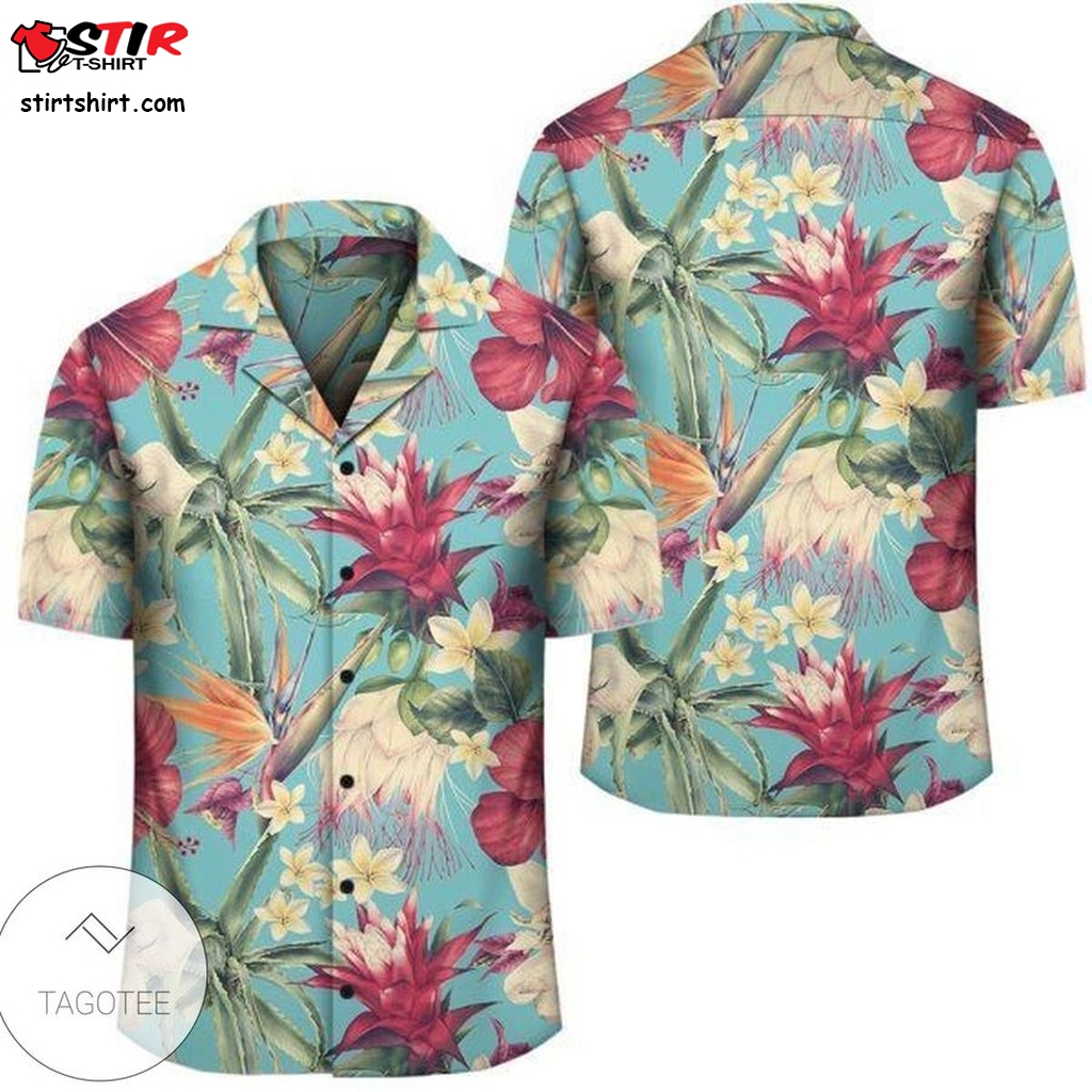 Hawaii Seamless Floral Pattern With Tropical Hibiscus Watercolor Hawaiian Shirt  Rubber Duck 