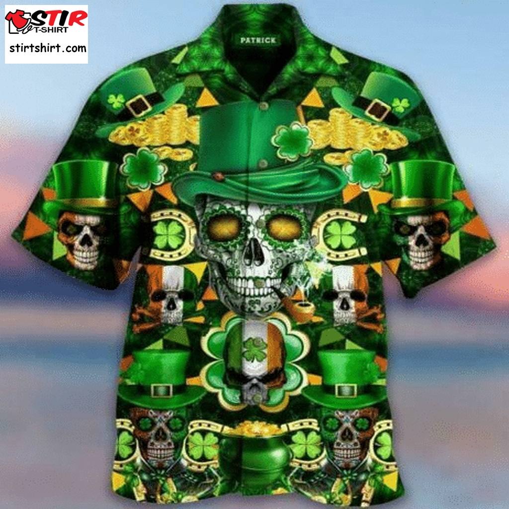 Hawaii Shirt Irish Skull Rich St Patrick Green  Zx15736_1  Volcom 