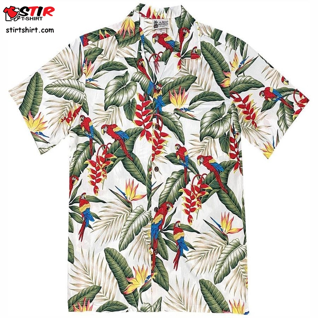 Hawaii Shirt Jungle Parrots White Zx18235