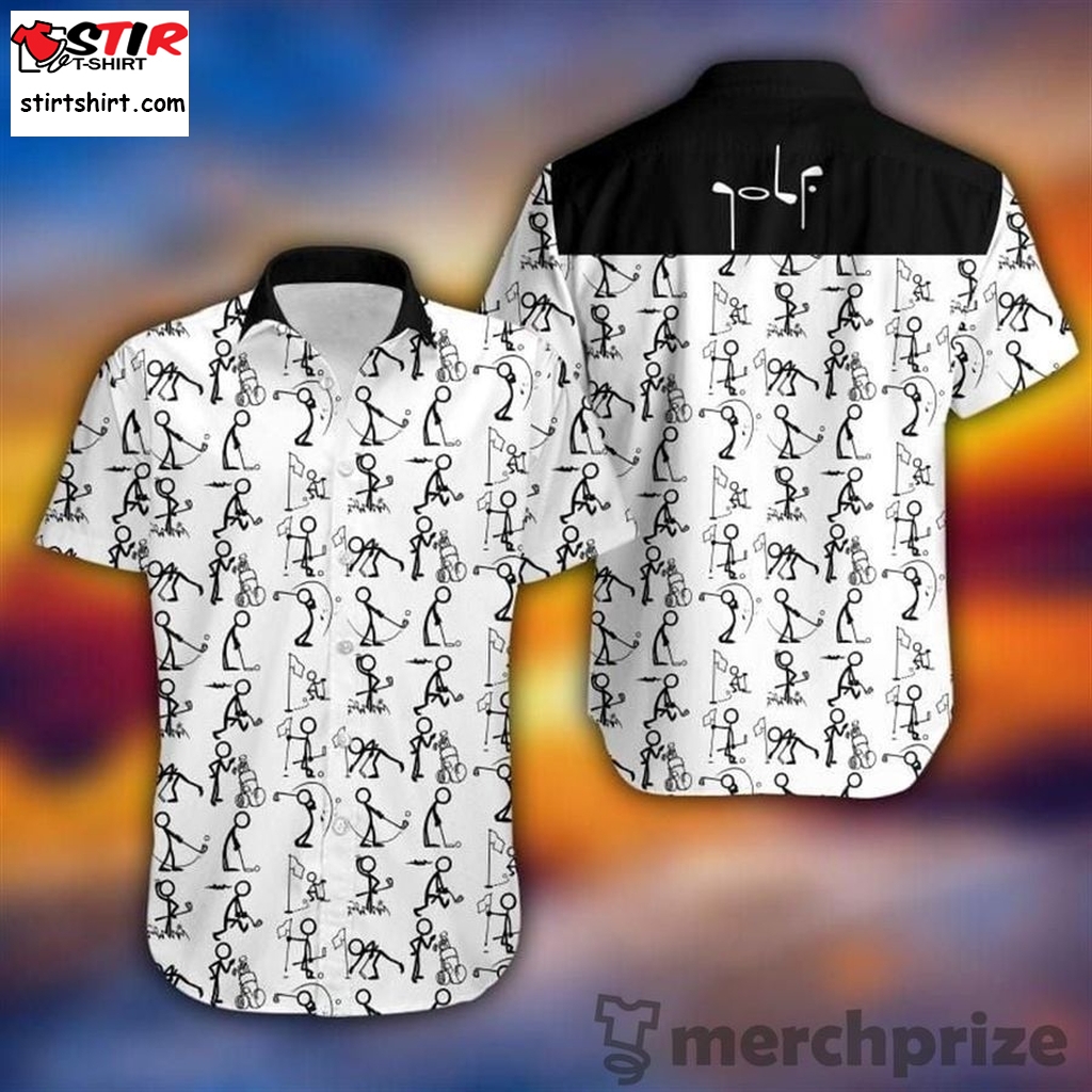 Hawaii Shirt Stickfigures Playing Golf Hawaiian Aloha Shirts Zx0655   Golf s