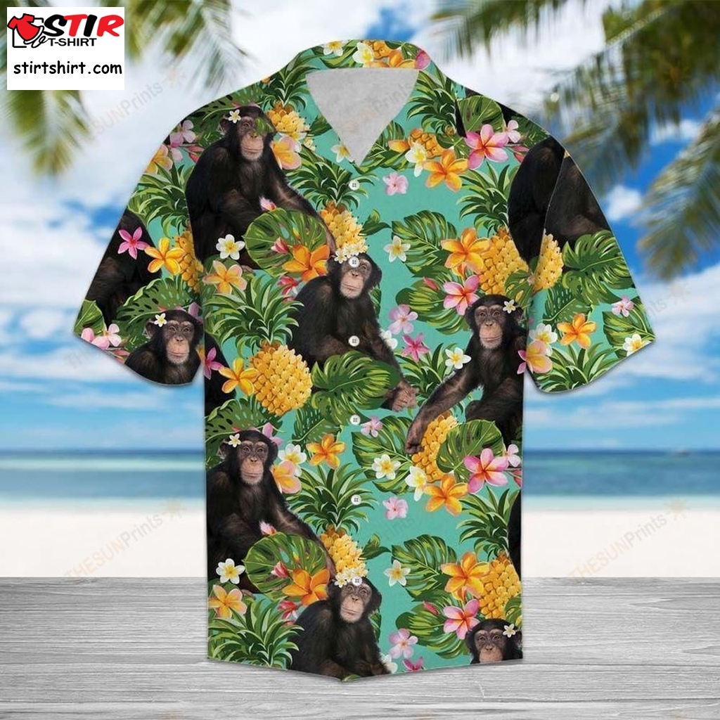 Hawaii Shirt Tropical Pineapple Chimpanzee  Zx6189   With Corgis