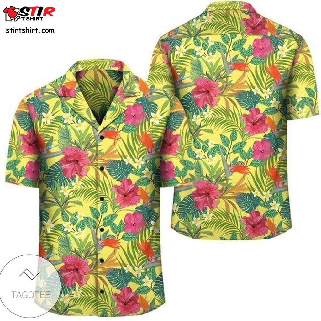 Hawaii Tropical Leaves And Flowers Hawaiian Shirt  Iowa Hawkeye 