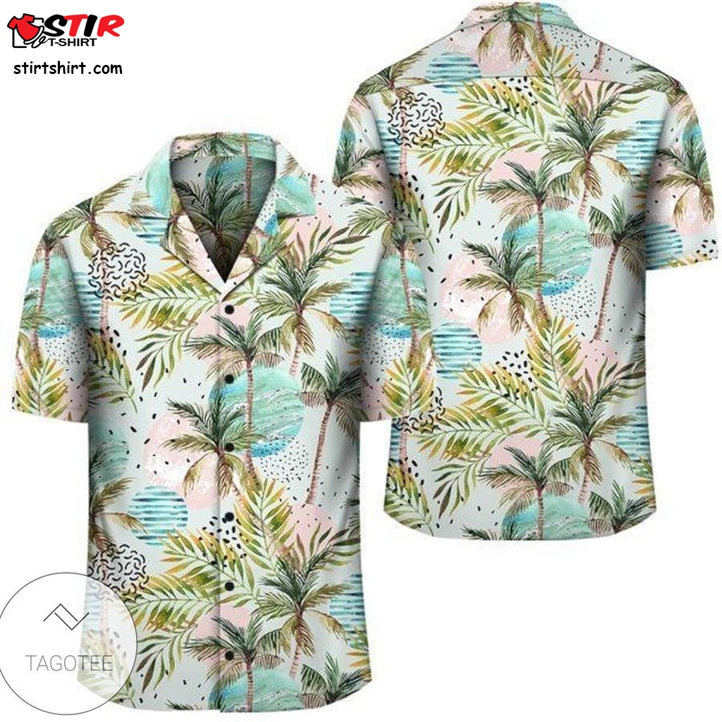 Hawaii Tropical Watercolor Palm Tree Leaf Hawaiian Shirt  Ace Ventura Shirt Hawaiian