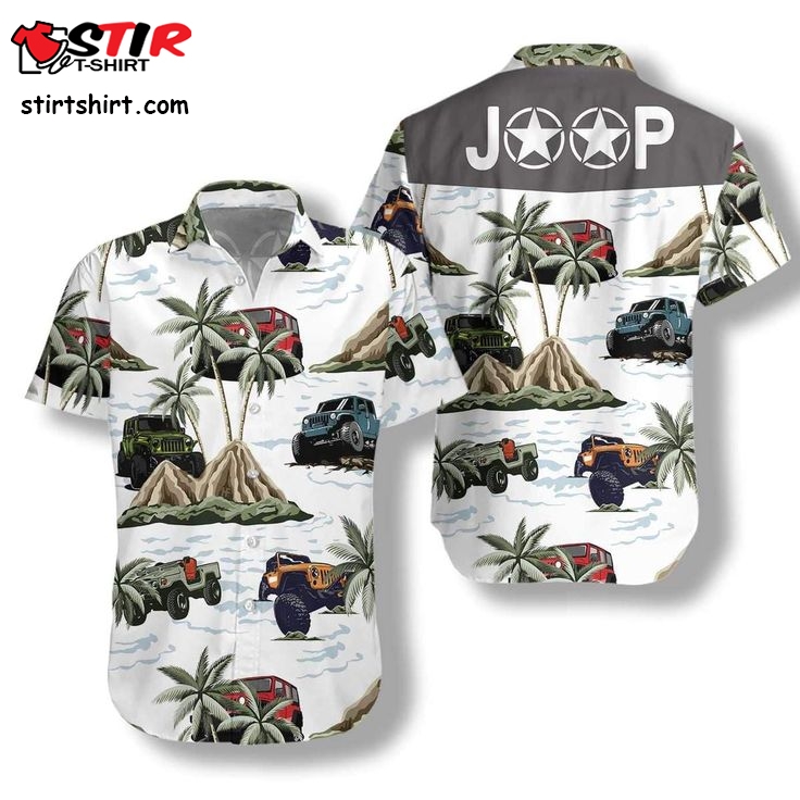 Hawaiian Aloha Shirts Jeep Car Palm Tree Stars
