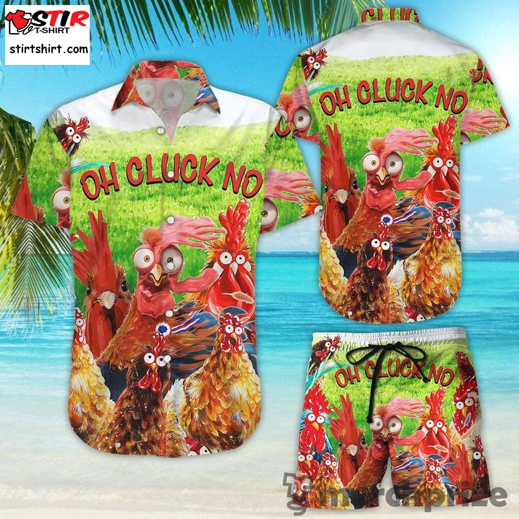 Hawaiian Aloha Shirts Oh Cluck No Rooster  Rooster Top Gun 