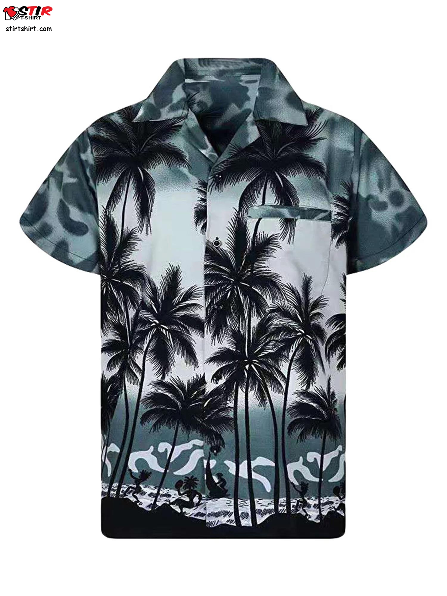 Hawaiian Aloha Shirts Palm Tree Tropical Beach T Shirt Casual Button Down Summer Shirts  Mens Hawaiian T Shirt