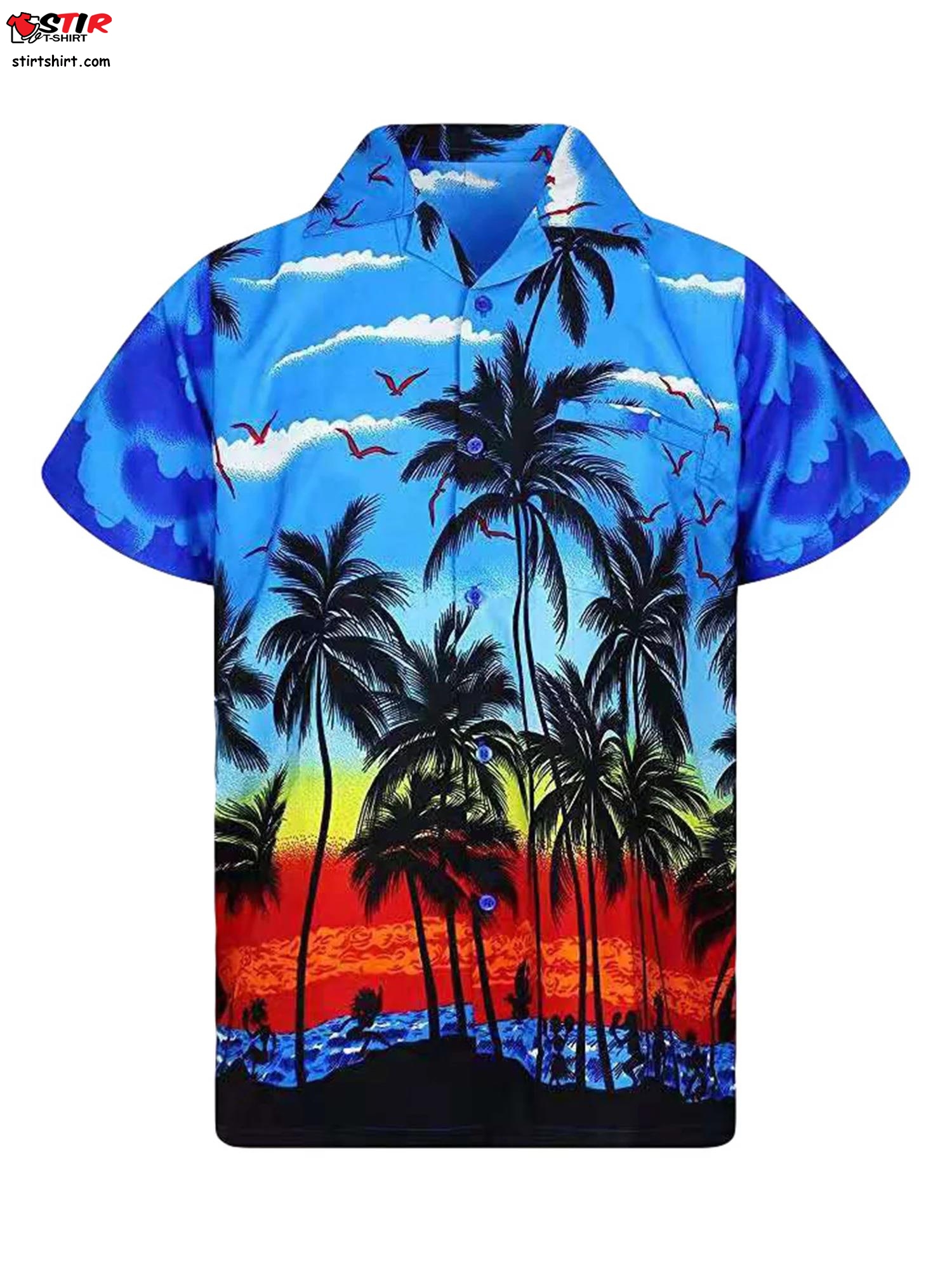 Hawaiian Aloha Shirts Palm Tree Tropical Beach T Shirt Casual Button Down Summer Shirts1  Mens Hawaiian T Shirt