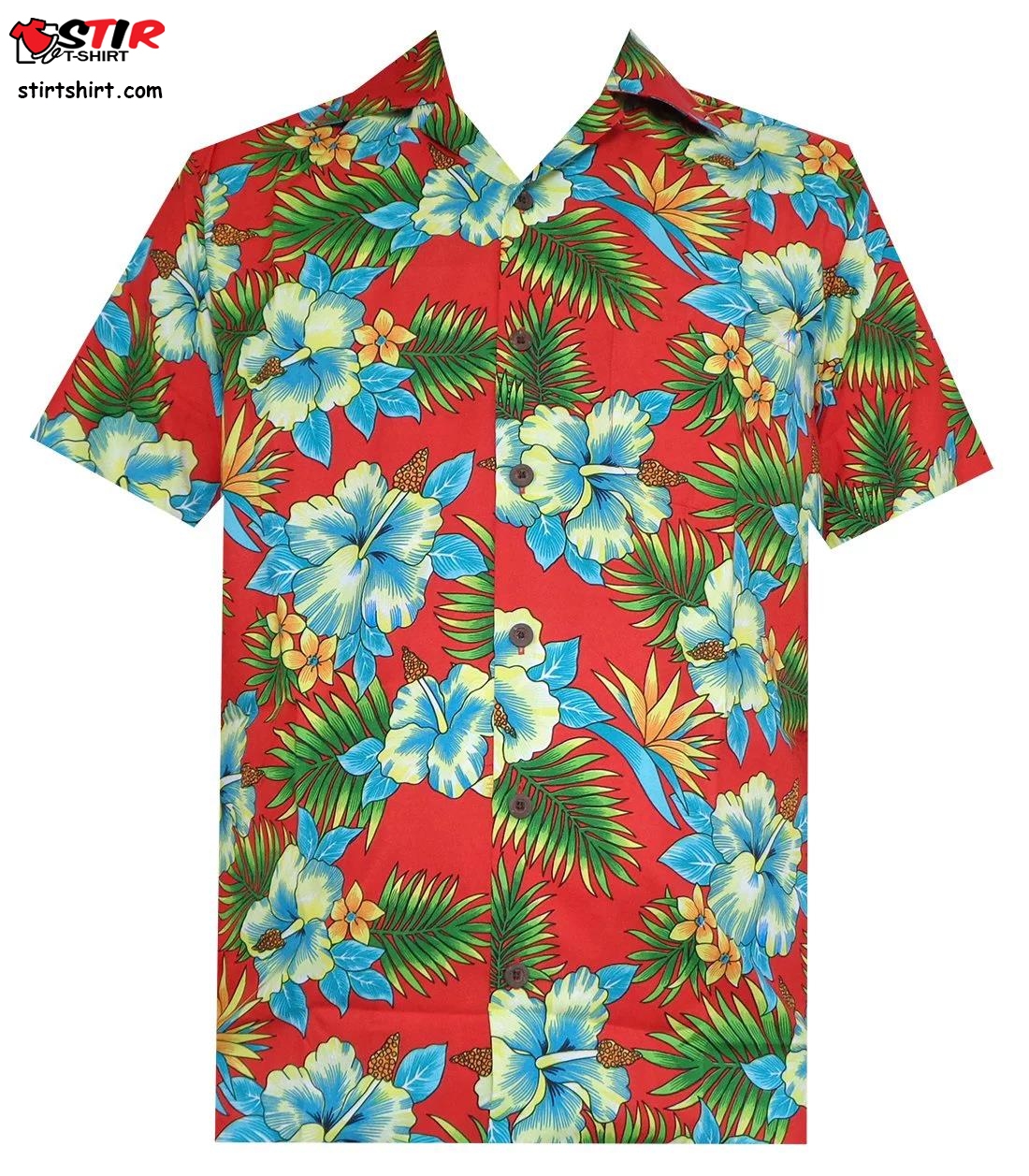 Hawaiian Shirt 47 Mens Allover Flower Beach Aloha Casual Holiday Red  Red Hawaiian Flower Shirt
